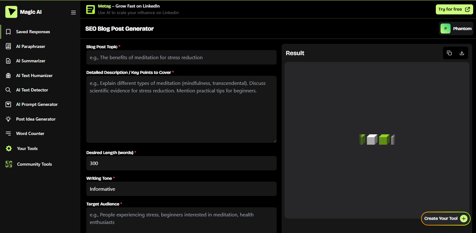 Tool being created from prompts